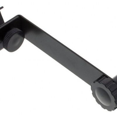 Suporte ajustável preto em metal e plástico com braço articulado flexível