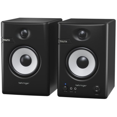 Par de colunas de estúdio preto com cones brancos Behringer Truth