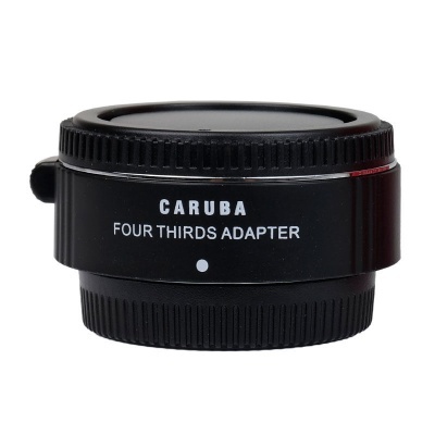 Adaptador Caruba Four Thirds Adapter preto com anéis texturizados