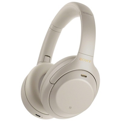 Auscultadores over-ear Sony cor bege clara com design elegante