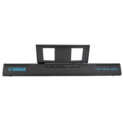 Painel superior de teclado musical Yamaha PSR-EW425 preto com suporte e botões