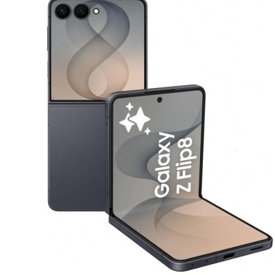 Smartphone dobrável Samsung Galaxy Z Flip8 cinza com ecrã dobrável e câmara dupla