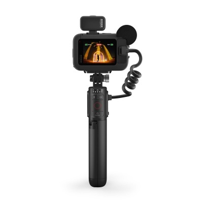 Dispositivo portátil com câmera digital, microfone e suporte preto