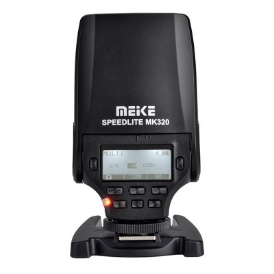 Flash externo MEIKE SPEEDLITE MK320 preto com ecrã LCD e botões