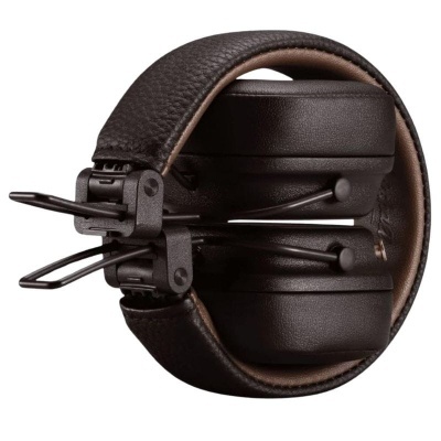 Auscultadores dobráveis em pele preta com microfone