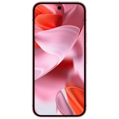 Smartphone com ecrã a mostrar padrão rosa e vermelho
