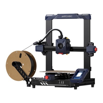 Impressora 3D Anycubic Kobra 2 Pro preta e azul com suporte de bobina de filamento