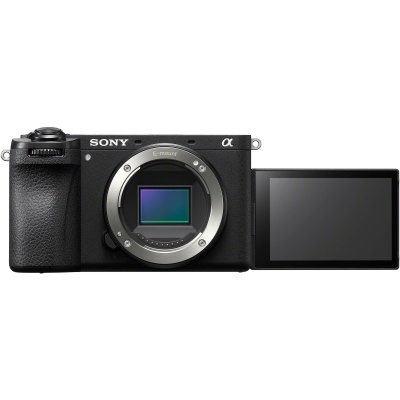 Máquina fotográfica digital Sony alfa preto com ecrã LCD articulado