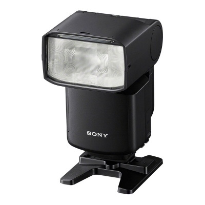 Flash de câmara fotografia Sony preto com difusor transparente