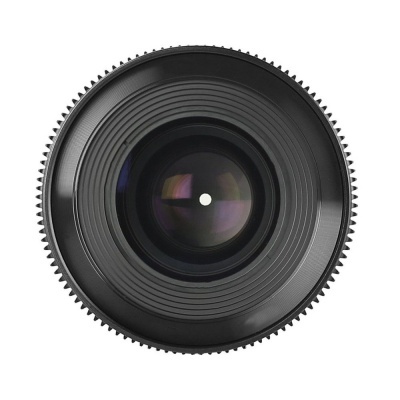 Lente de câmara fotográfica preta vista frontal