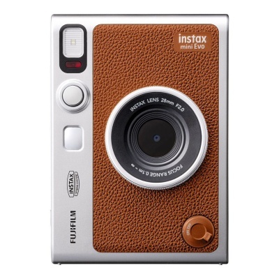 Câmara instantânea FujiFilm Instax mini EVO com couro castanho e prateado
