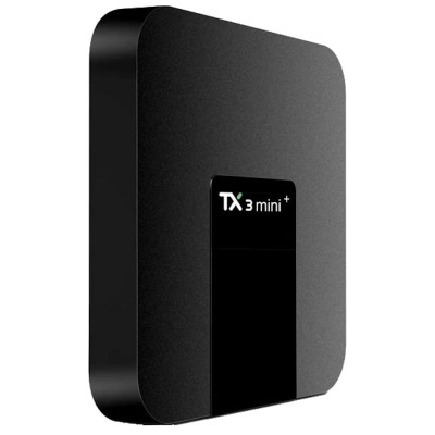 Dispositivo eletrônico preto compacto com texto TX 3 mini + na frente