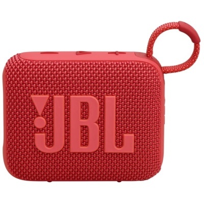 Coluna portátil vermelha JBL com textura em tecido e alça