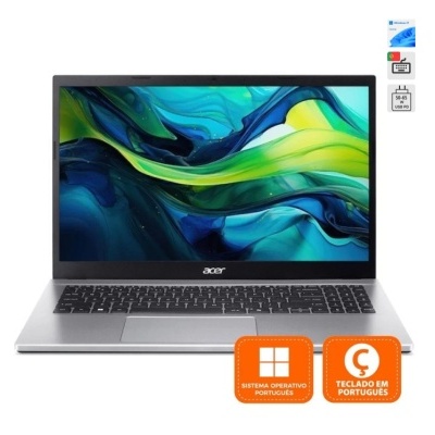 Computador portátil Acer com teclado preto e ecrã colorido