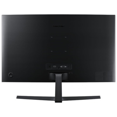 Monitor Samsung preto visto de trás com suporte T e portas USB e HDMI