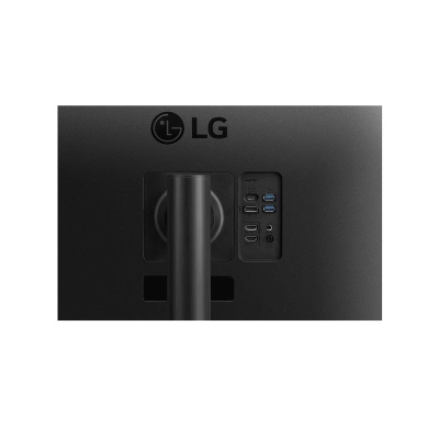traseira de monitor LG preto com portas USB e DisplayPort