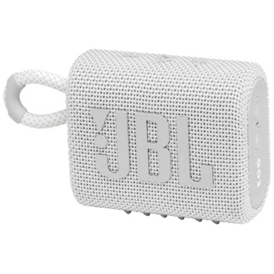 Coluna portátil Bluetooth branca JBL com textura de malha e alça