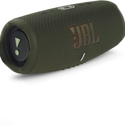 Coluna portátil JBL verde com tecido e plástico preto