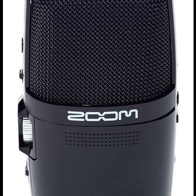 Gravador portátil preto Zoom H2n Handy Recorder com microfone em malha metálica