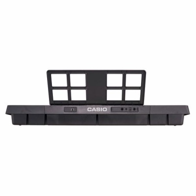 Teclado digital preto Casio com suporte para partituras