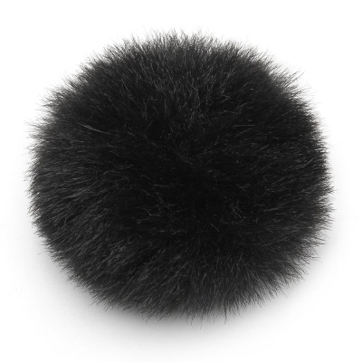 Pompom preto felpudo redondo