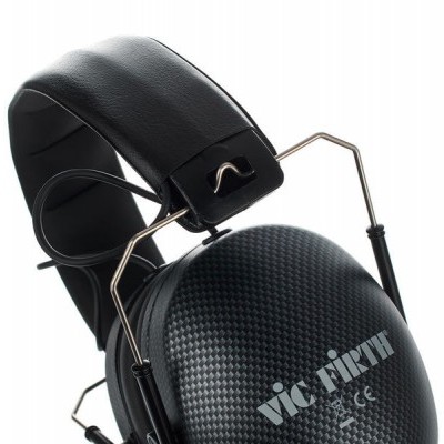 Auriculares de proteção auditiva pretos com conchas texturizadas e arco acolchoado