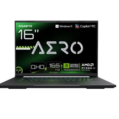 Computador portátil Gigabyte AERO 16 preto com teclado retroiluminado