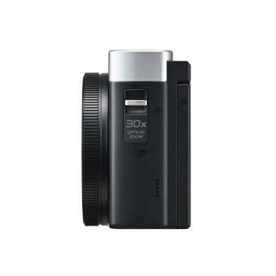 câmara fotográfica compacta preta com botão de zoom óptico 30x