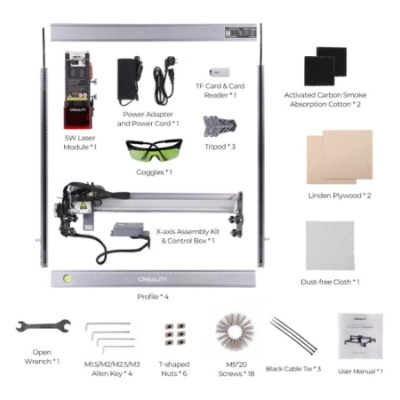 Kit completo para montagem com módulo laser e acessórios variados