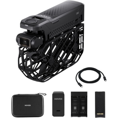 Drone preto HOVER com acessórios e bolsa