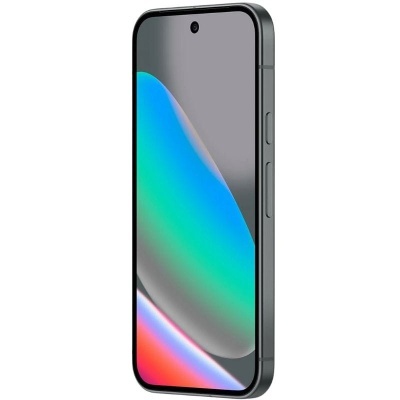 Smartphone com ecrã colorido e moldura metálica prateada