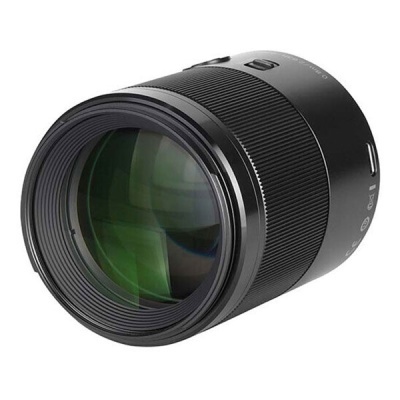 Objetiva fotográfica preta com vidro verde