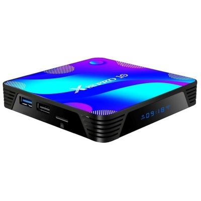 Receptor digital azul e preto com display LED e portas USB e HDMI