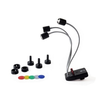 Microfone de três cápsulas com acessórios e anéis coloridos