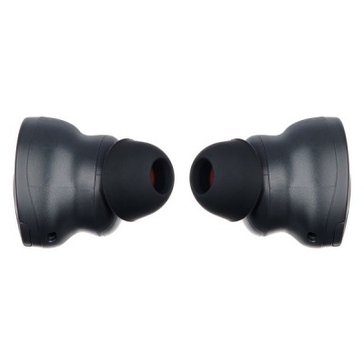 Auriculares sem fios cinzento escuro com ponteiras de silicone pretas