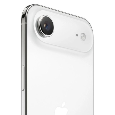 Smartphone branco com câmera traseira e botão lateral