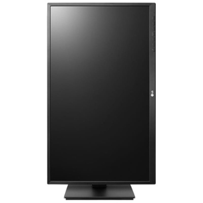 Monitor LG preto em posição vertical com base