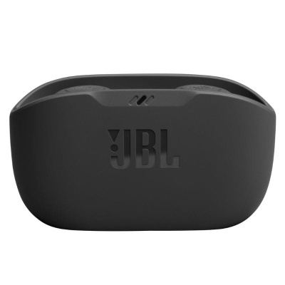 Estojo preto mate com auriculares Bluetooth JBL dentro