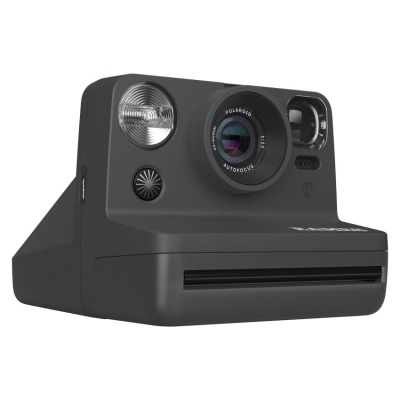 Câmara instantânea Polaroid preta fosca com lente autofocus e flash