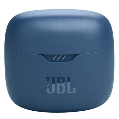 Estojo azul para auscultadores JBL com logótipo em relevo