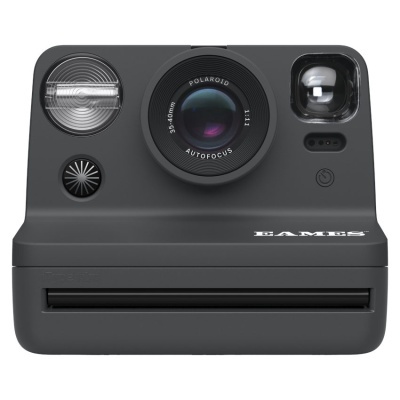 Câmara instantânea Polaroid preta com lente, flash e visor