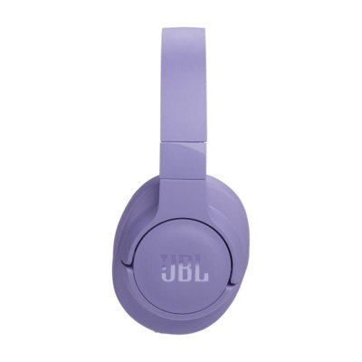 Auricular JBL lilás sobre a orelha com logo
