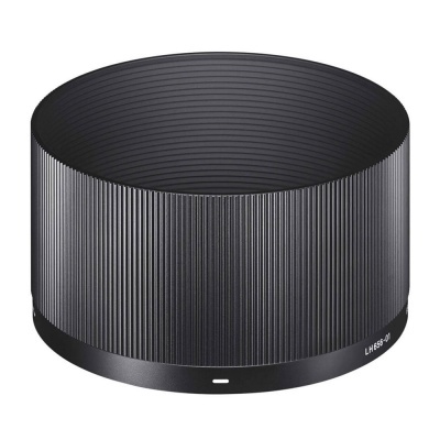 Para-sol de lente fotográfica preto com textura de linhas verticais