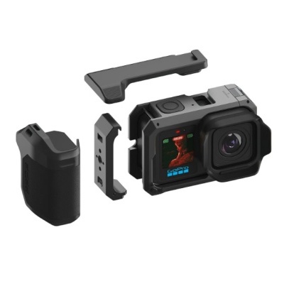 Câmara de ação GoPro preta com acessórios desmontáveis