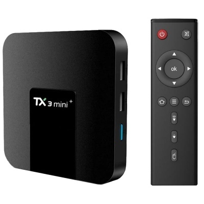 Caixa TX3 mini+ preta com comando remoto preto