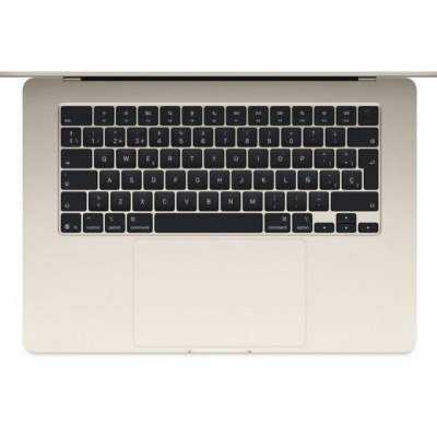 Portátil prateado com teclado preto e touchpad visto de cima