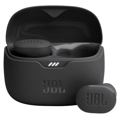 Auriculares Bluetooth JBL negros com estojo de carregamento