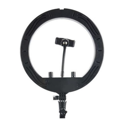 Anel de iluminação LED preto com suporte flexível para telemóvel