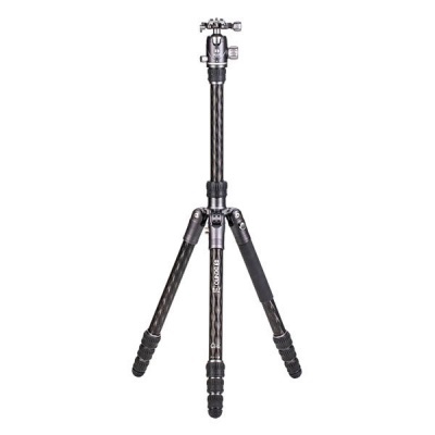Tripé de fotografia em fibra de carbono preto com cabeça esférica