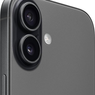 Smartphone preto com duas câmaras traseiras e flash